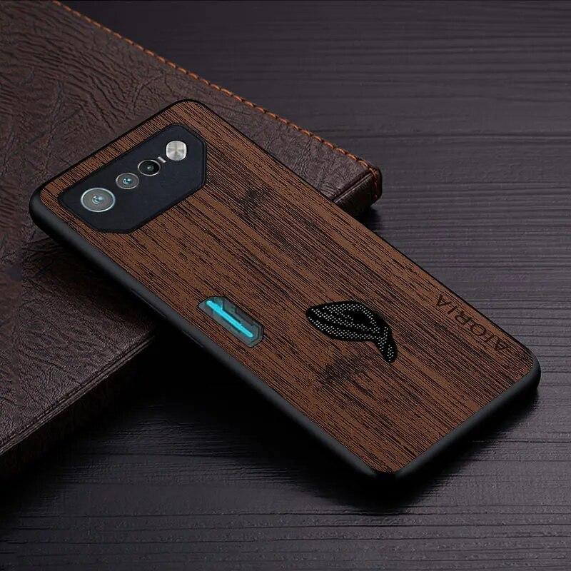 Pouzdro pro Asus ROG Phone 7 5G funda vzor bambusové dřevo Kožený kryt telefonu Luxusní coque pro pouzdro Asus ROG Phone 7