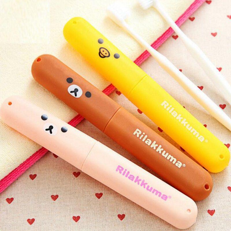 Colorful Portable Toothbrush Cover Holder With Cute Bear Design For Travel Protection
