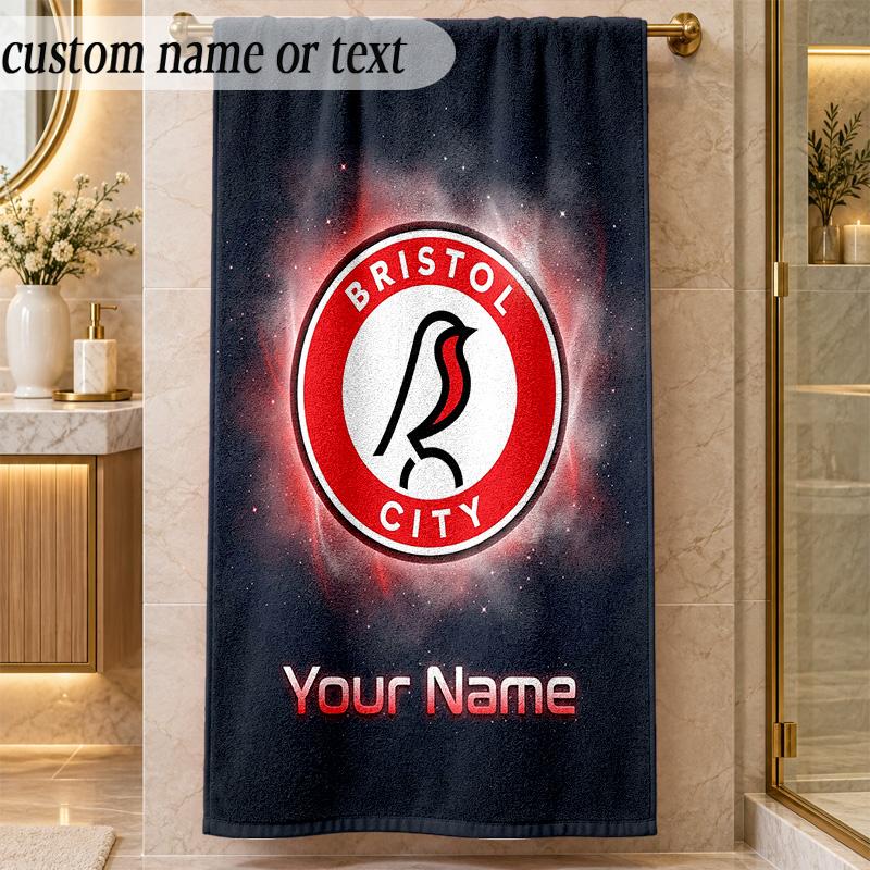 Beach TowelBristol City Custom Name Text Personalized Soft Towel for Beach Pool Indoor Home Decor Gift