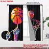 Set Of 2 Flat Printing Drapes Colorful Basketball Digital Printed Polyester Birthday Party Indoor Celebrations Curtain