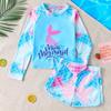 Girls' Quick-Dry Mermaid Print Long-Sleeve Swimsuit