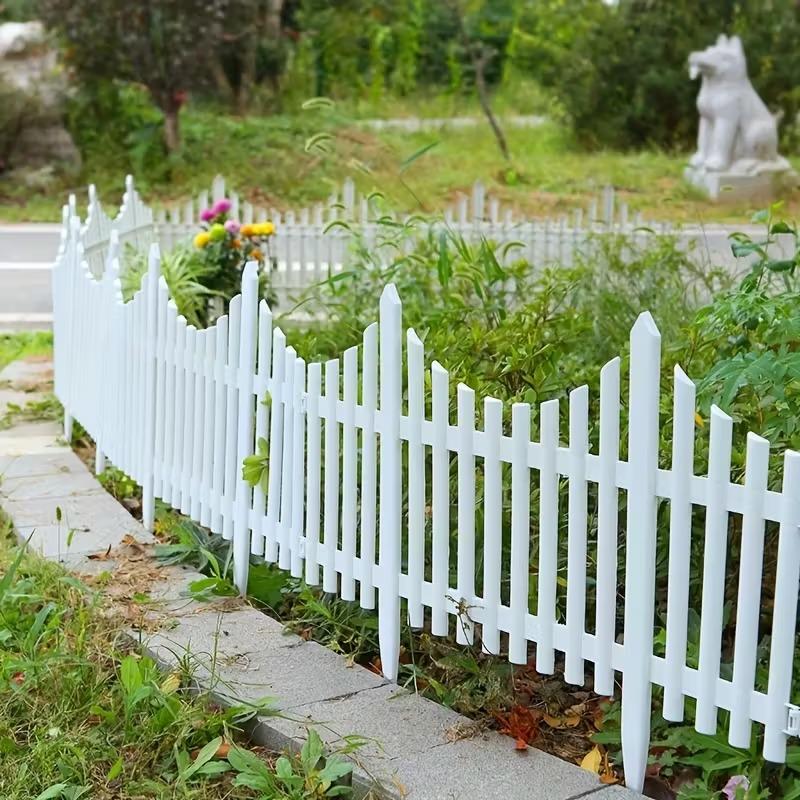 20 White Plastic Garden Fence Durable Weather-Resistant Lawn Flower Bed Border Easy Assembly Outdoor Landscape Stakes Yard Decor