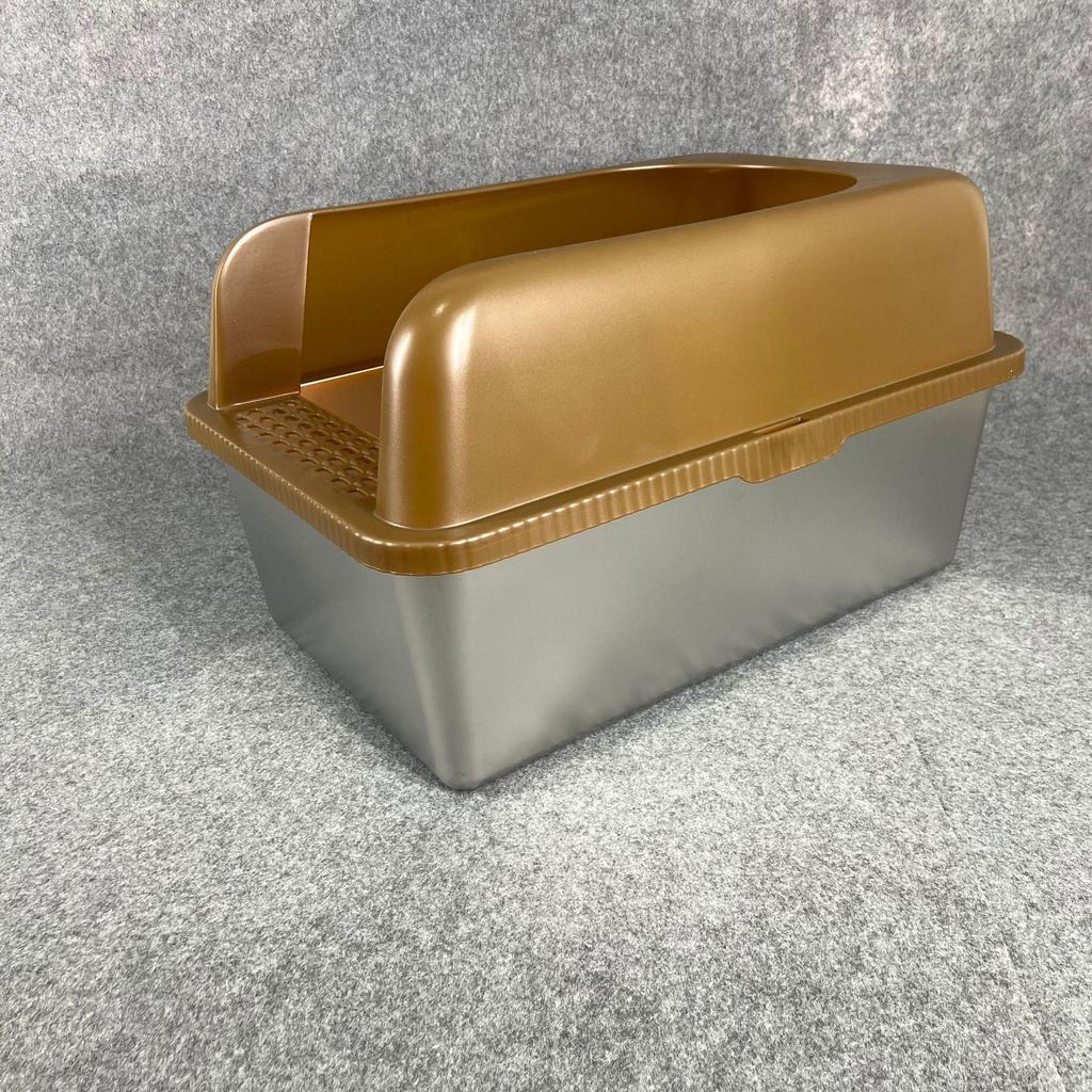 Top-Entry Stainless Steel Cat Litter Box with Anti-Splash Cover