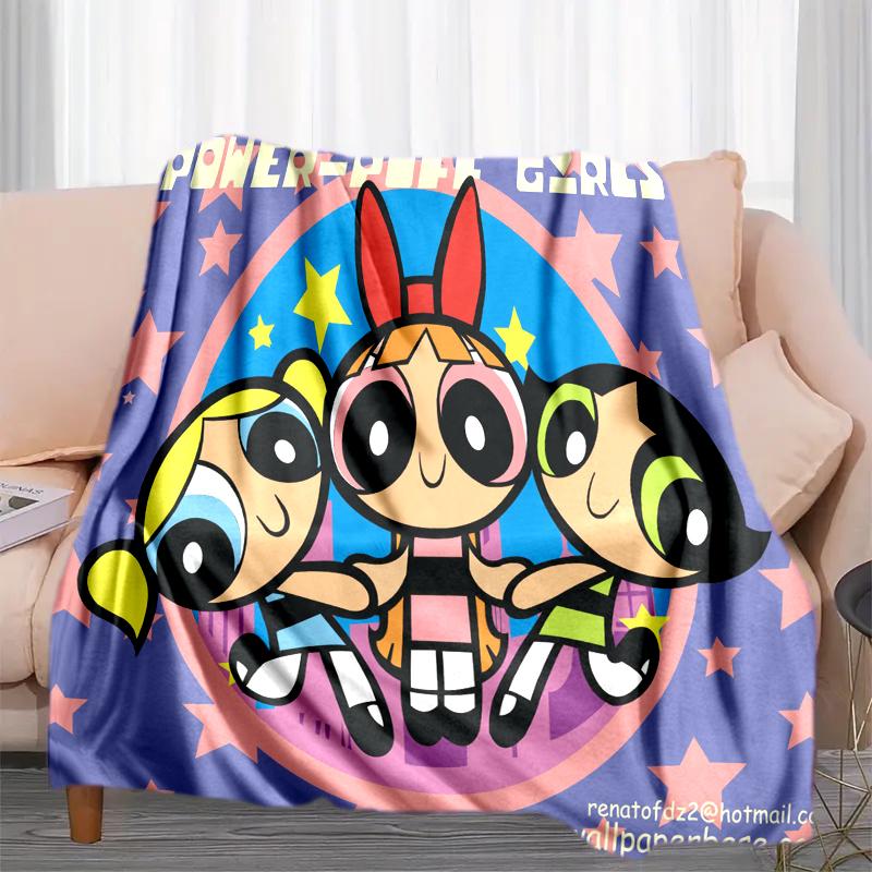 1PC The Powerpuff Girls printed blanket, all season lightweight home office outdoor nap multifunctional blanket A2