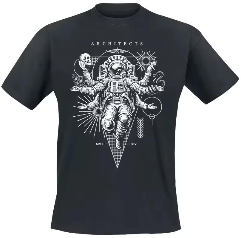Architects Six-Armed Astronaut Print Cotton T-shirt Men Women Metalcore Band Unisex Short Sleeve Tee