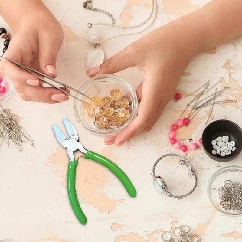 Alicates de Mandíbula de Nylon Aço Carbono Artesanato Alicates de Bico Plano Ferramentas DIY Para Miçangas Laços Modelagem Arame Fabricação de Joias