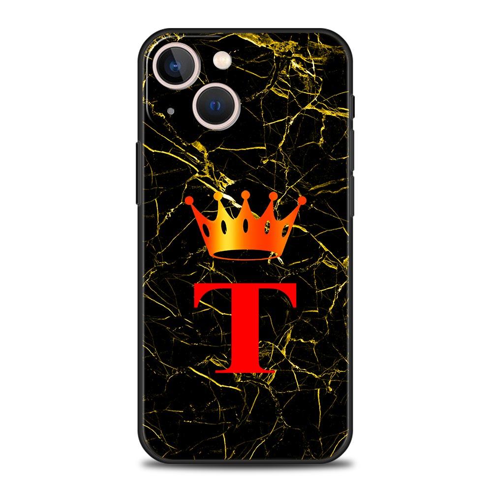 Marble Letter Phone Case For iPhone 17 16 15 Pro Max 11 12 13 14 7 8 Plus SE 2020 X XR XS Cover Soft Black