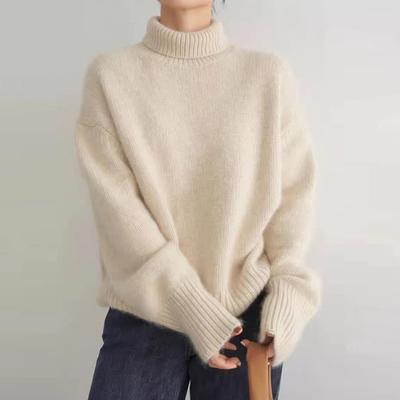 Damen Strickpullover mit Stehkragen, warm, locker, Herbst/Winter, dicke Basis, modisch, Langarm, Strick