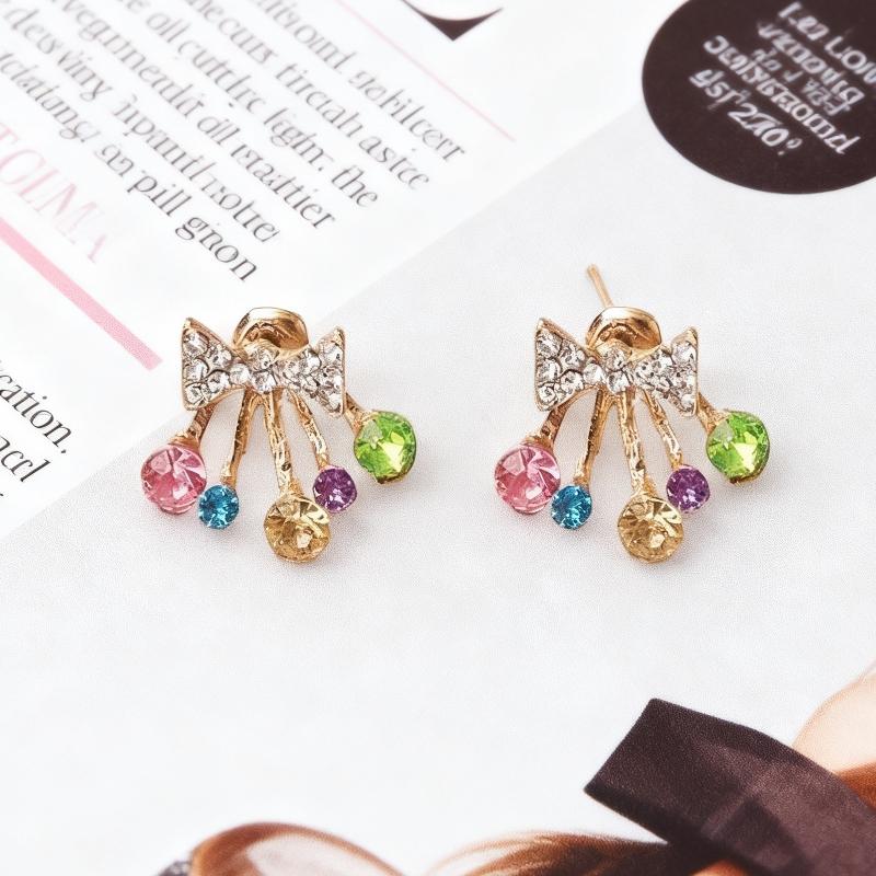

Colorful Crystal Women s Stud Earrings Luxury Bowknot Top Small Earrings Detachable Sweet Girls Cool Stuff Fashion Ear Zircon