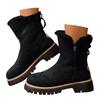 Women's Retro Simple Fleece Lined Warm Platform Suede Cotton Mid Calf Boots With Side Zipper Wide Calf Boots for Women Knee High