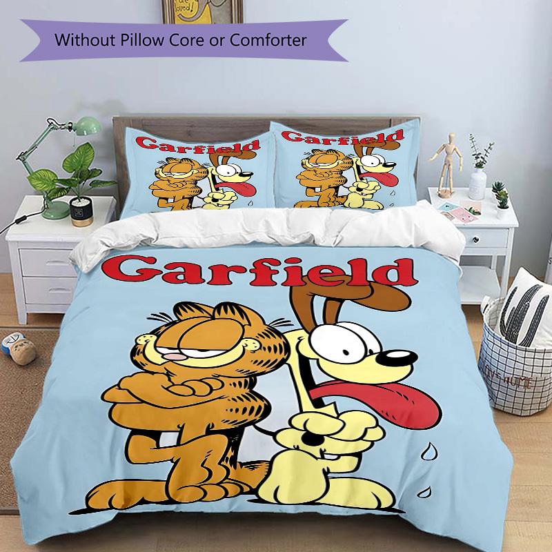 3-teiliges Bettwäsche-Set Garfield Hund Enthält 1 Bettdecke + 2 Kissenbezüge, Ohne Kissenfüllungen, Weich Bequem,a0910205