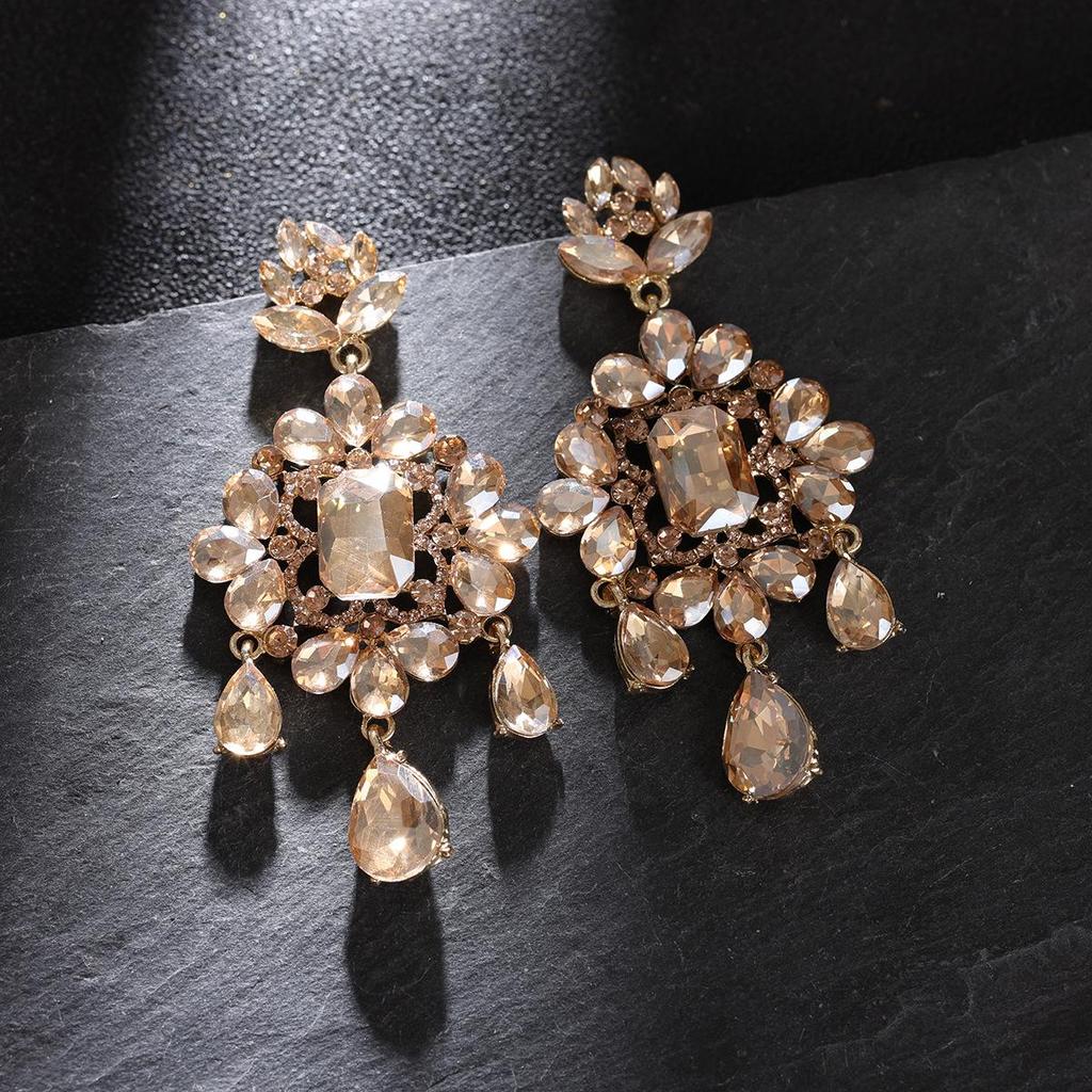 Luxurious Rhinestone Tassel Earrings: Elegant Crystal Studs with a European & American Flair