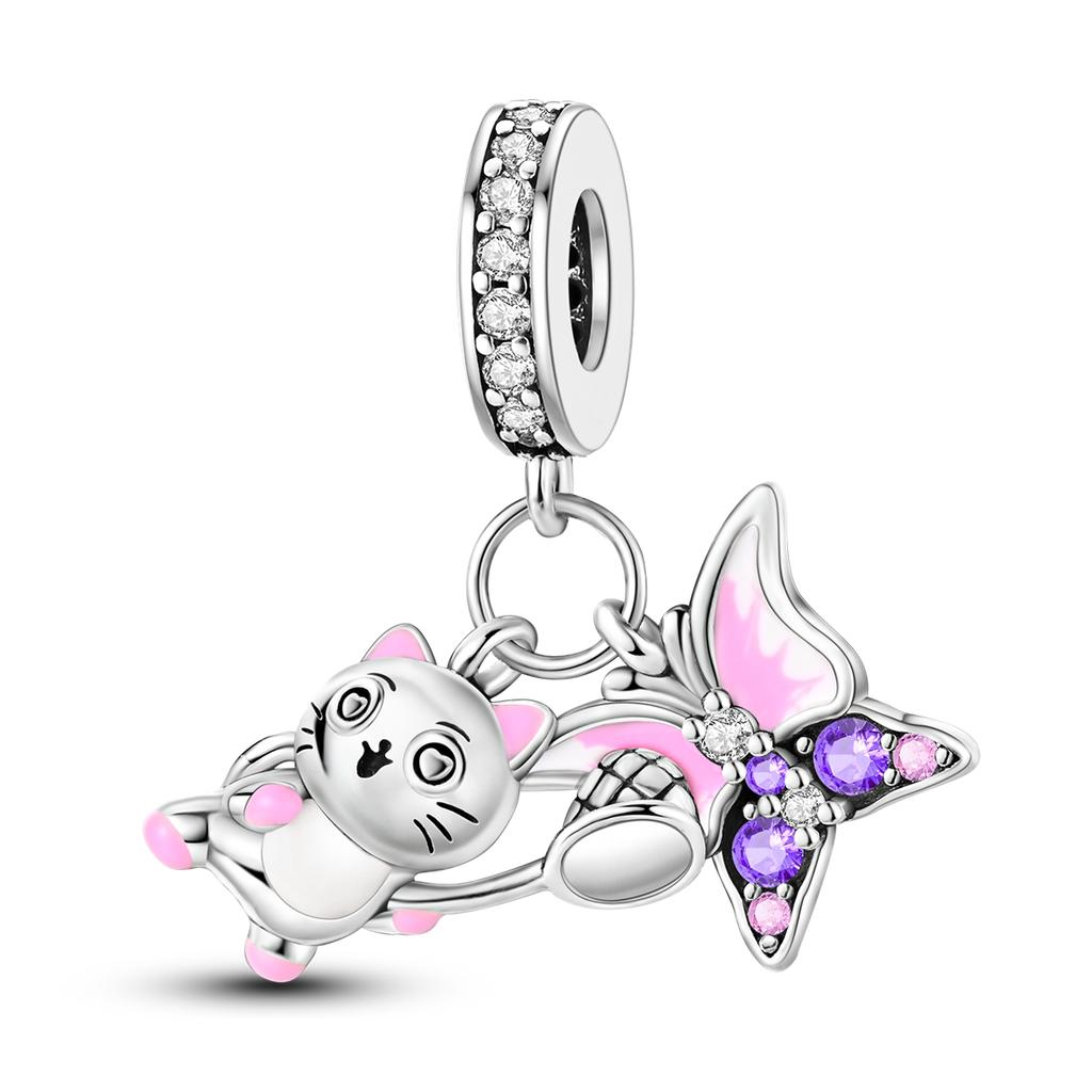 Copper Cat Claw Paw Heart Shape Charms Fit Original Bracelet For Women Jewelry Making