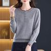 Stylish Women's Rhinestone Wool Round Neck Knit Sweater - Long Sleeve, Warm, Loose Fit for Autumn/Winter