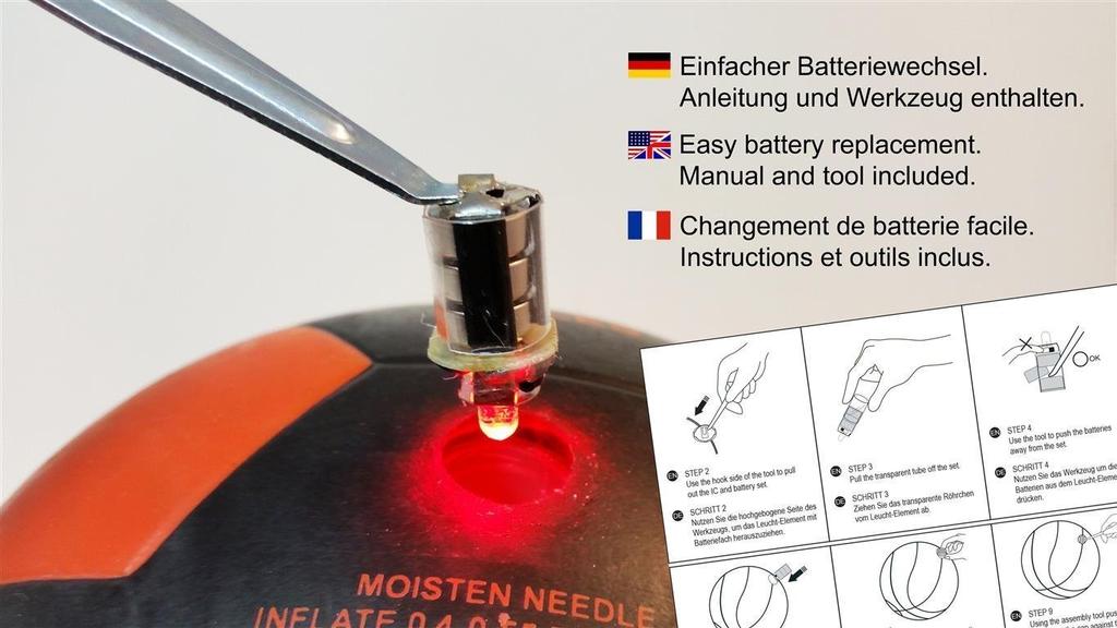 NIGHTMATCH LED Soccer Size Available in 3 for Freestyle and Includes Air Pump and Spare Light-Up Ball, 5, Colors, Black/Orange, Futsal. Batteries.