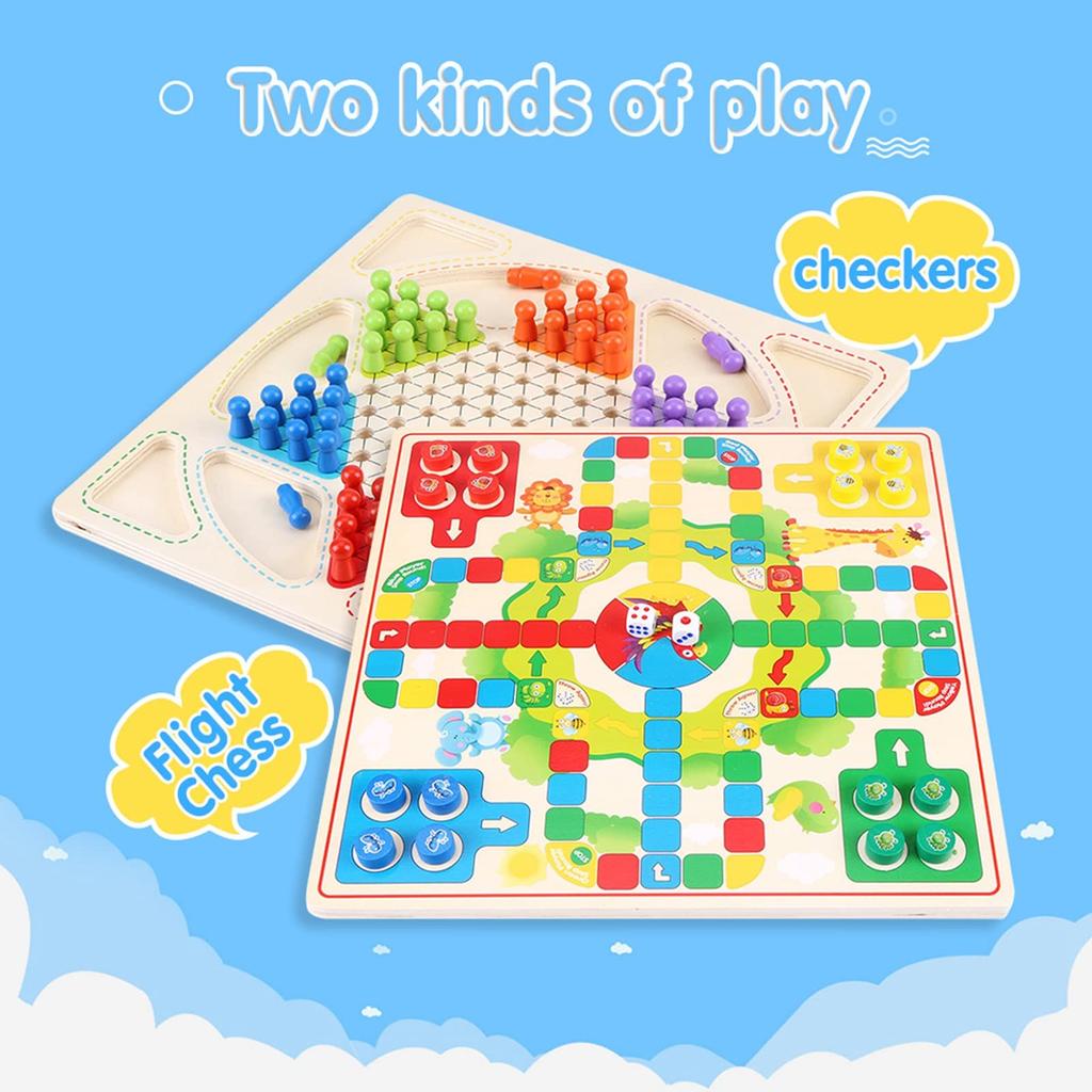 Checkers Multifunctional Board Game for Two Improves Observation No Family Ages Game, 2-in-1 Players, Skills, Training, Scratches, Educational,