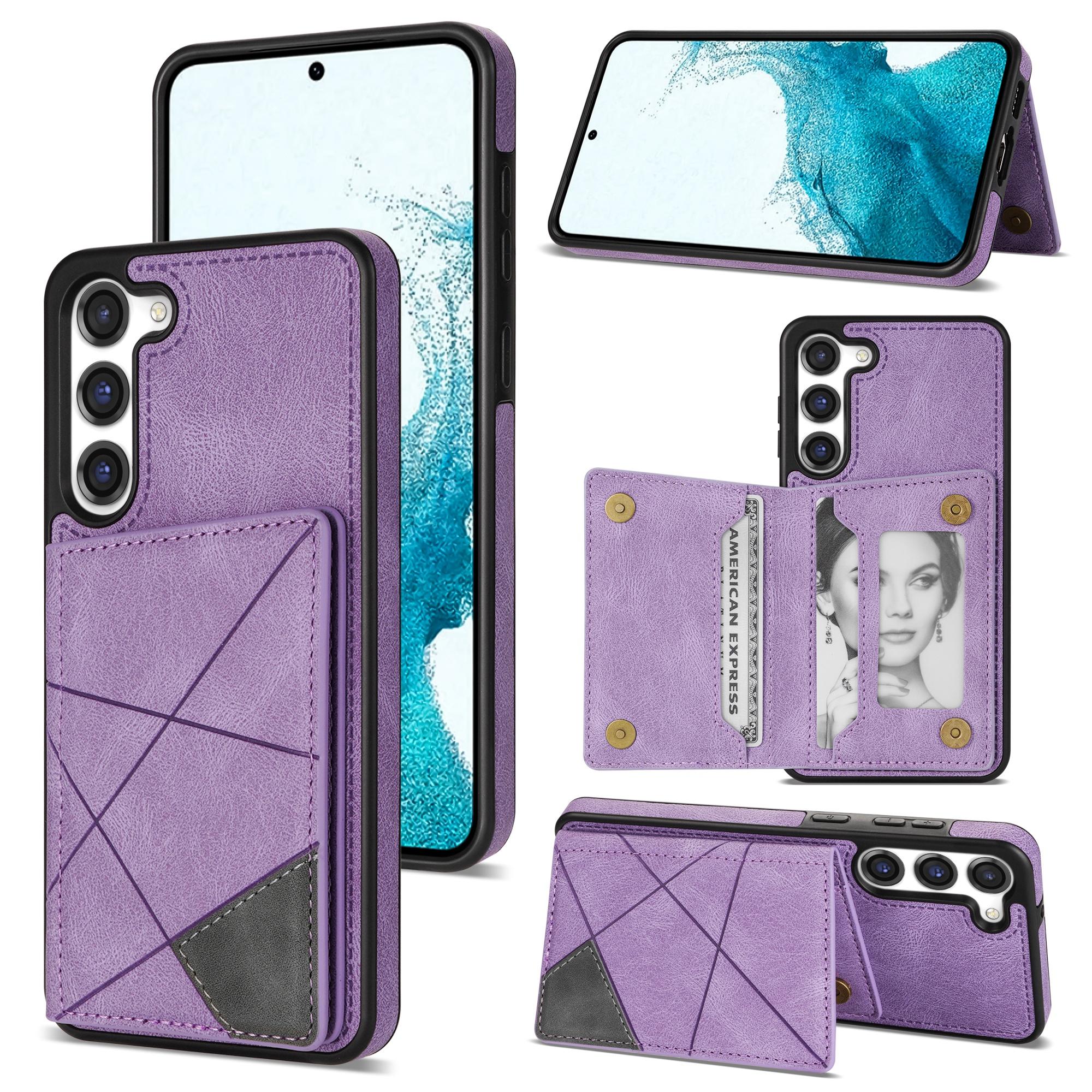 

For Samsung Galaxy S24+ Case PU Leather+TPU Card Slots Phone Cover Purple