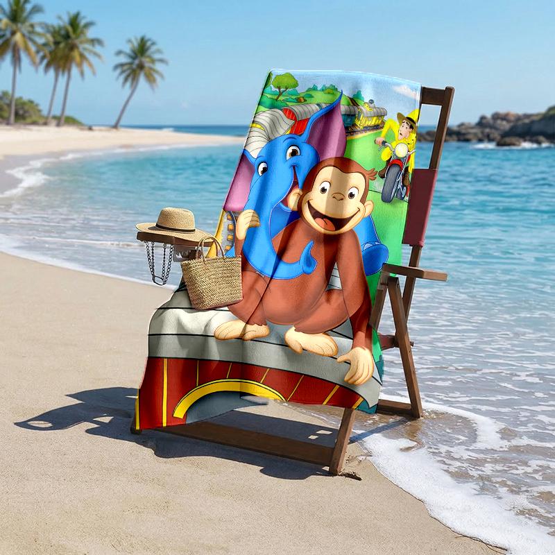 Curious George Fashion Beach Towel: Ideal for Summer Adventures Soft, absorbent and quick drying suitable for swimming and bathing