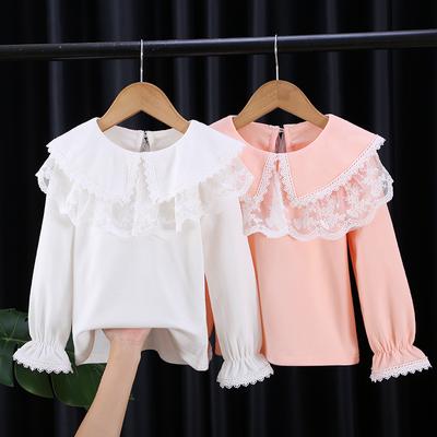 Блузки для дівчат Весняні топи для дівчаток Дитячий одяг Шкільна блузка Рожева бавовняна мереживна футболка Блузка Дитячий одяг