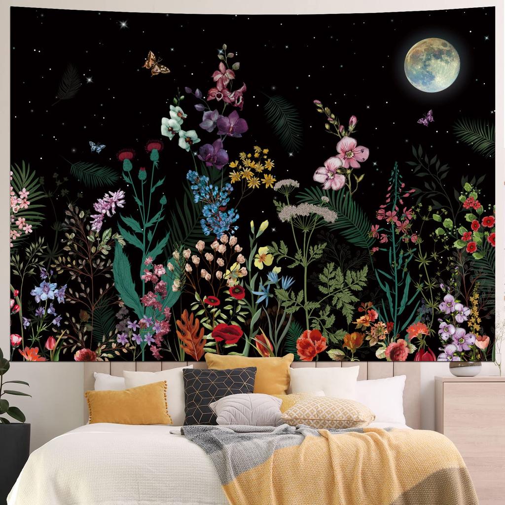 Jungle Flowers Birds Tapestry Deep Color Natural Plant Floral Tapestry Home Living Room Dorm Bedroom Aesthetics Decor Tapestries
