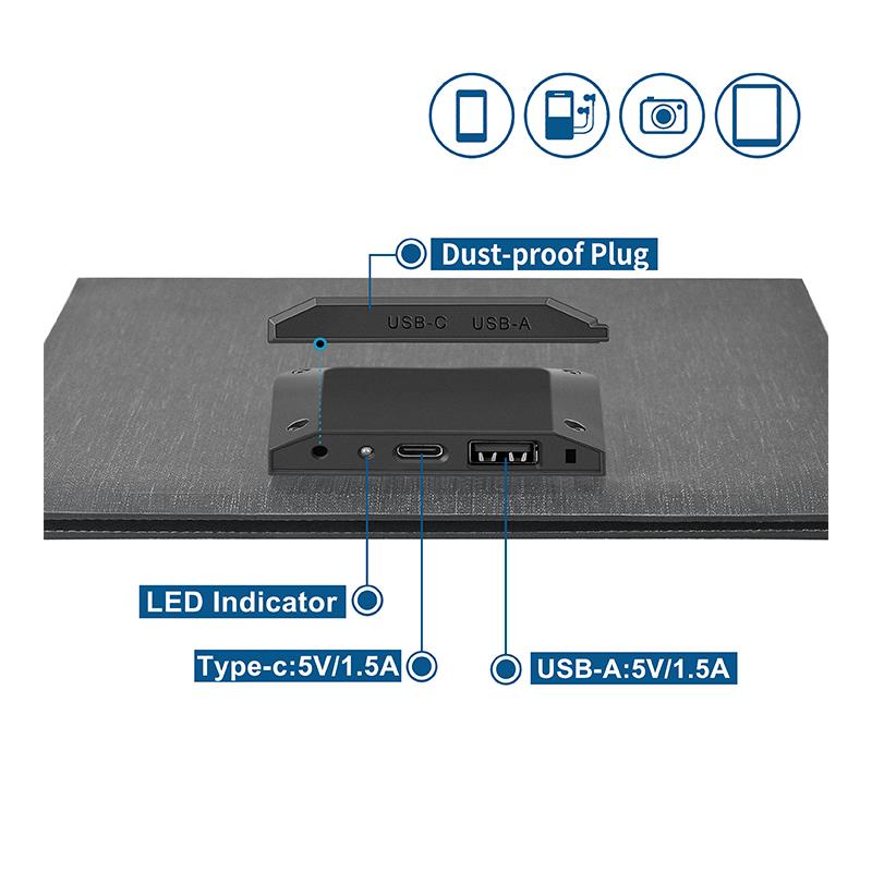 10W 5V ETFE Mono Solar Charger 23% High Efficiency with Intelligent Folding Type C & USB Port for Outdoor Use
