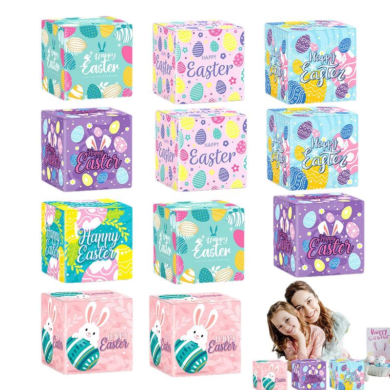 Easter Treat Boxes Easter Goodie Boxes Happy Easter Reusable Goodie Boxes for Kids Treat Bags for Wrapping Egg Hunt