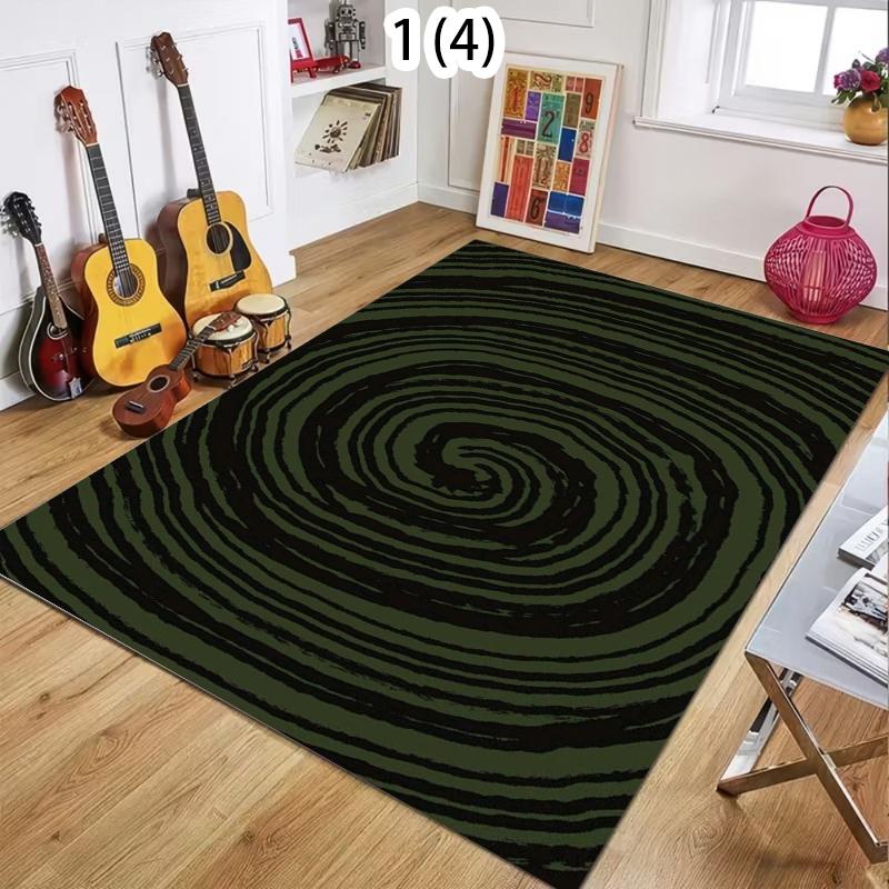 

Green Abstract Wave Area Rug Non-Slip Washable Floor Mat Dark Doormat Natural Boho Carpet for Living Room Bedroom Minimalist 40x60cm