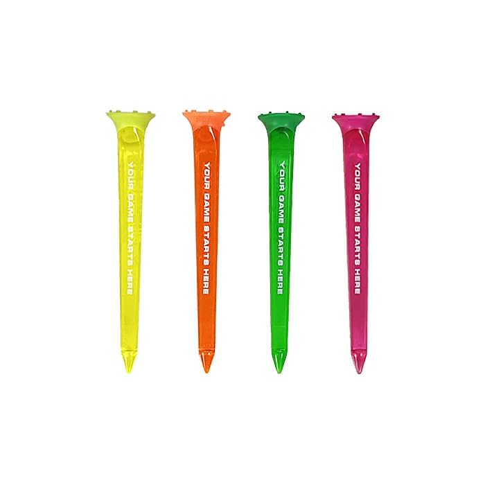 TOUR TEE PRO NEONS 80mm Rule Compliant 2024 Colorful Golf Tees for Easy Teeing Up [Authentic] (4 tees) T-489 USGAR&A Fluorescent/Clear