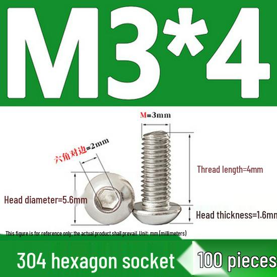 ISO7380 Stainless Steel Hex Drive Dome Head Screws - M2 to M16