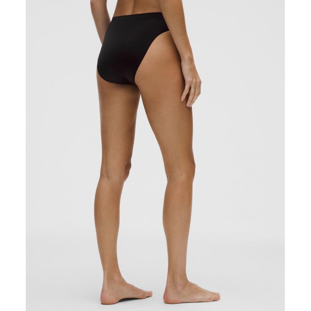 Lululemon תחתון ביקיני סאטן שחור עם מותן גבוה במיוחד