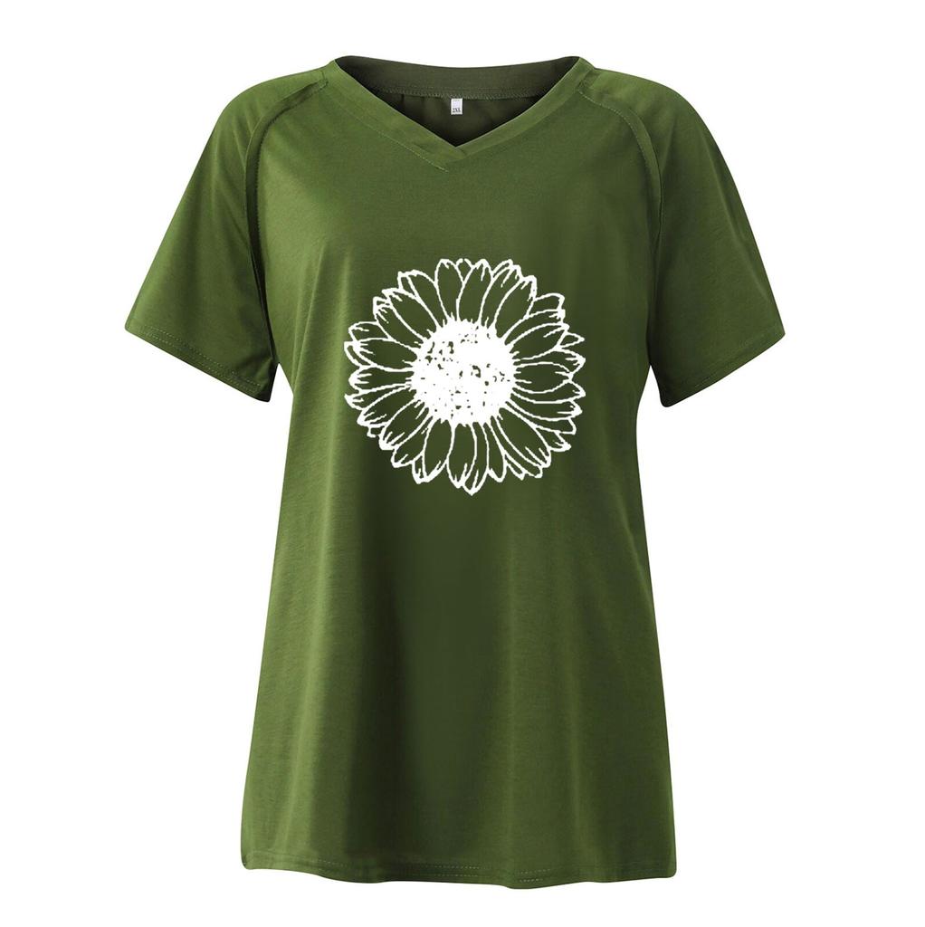 Women's Tops Dressy Summer Fashion Casual Print Casual T-Shirt Shoulder Sleeve V Neck Slim Flowy Tunic