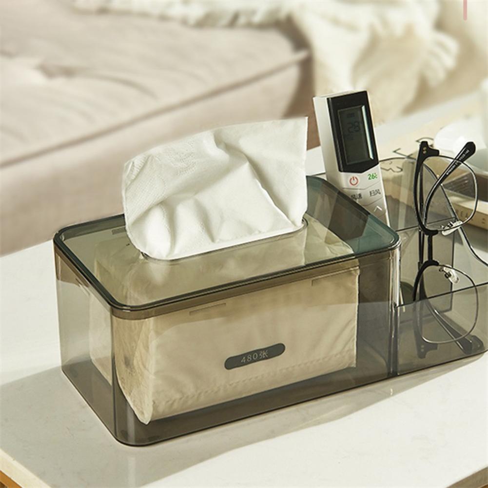 Tissue Holder Transparent Visible 2 Compartment Tissue Case Plastic Desktop Napkin Dispenser Box Living Room Supplies