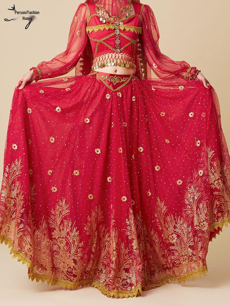 Western Region Dunhuang Princess Belly Dance Costume - 720° Swing Skirt for Exotic Performances.