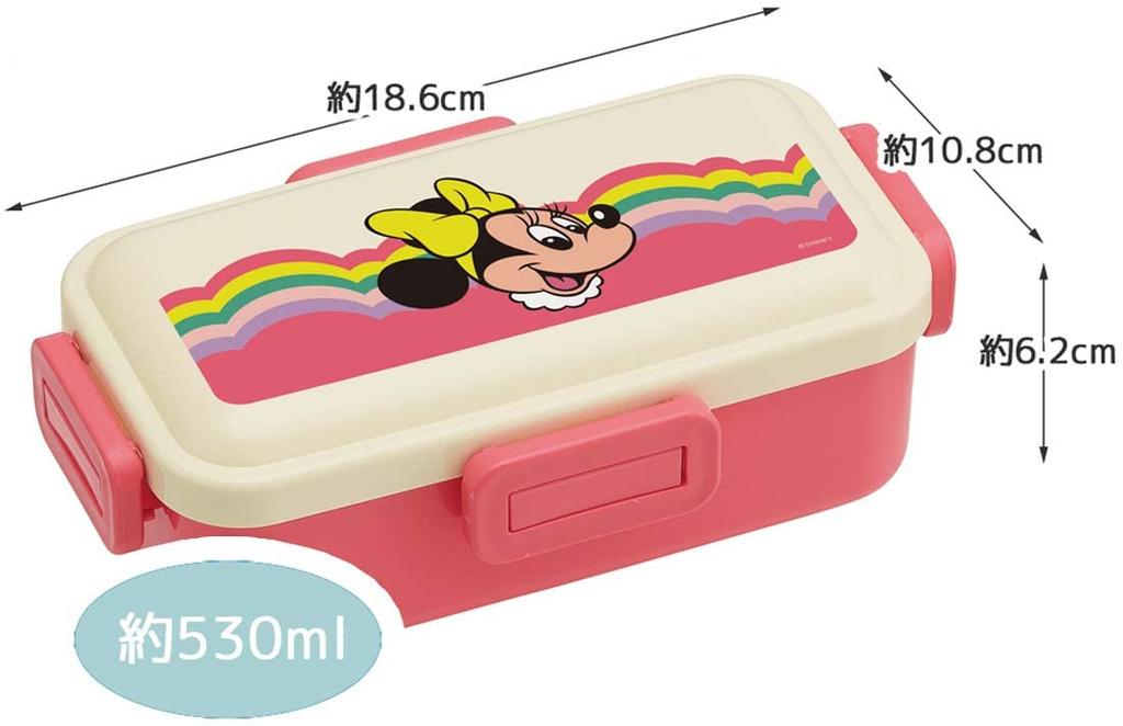 Skater Bento Soft Domed Made in Disney Retro Minnie Mouse Box, 530ml, Antibacterial, Filling, Lid, Japan, Design, PFLB6AG-A