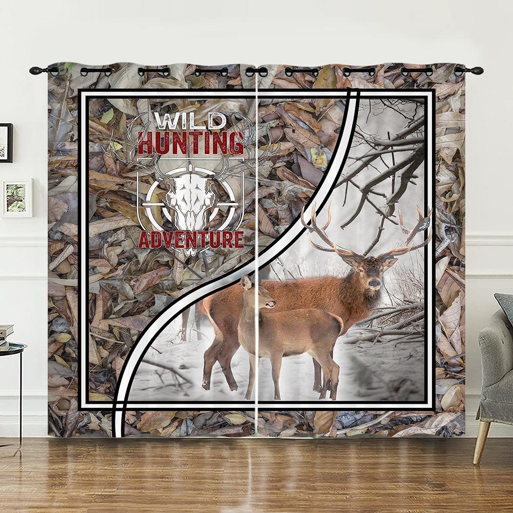 Curtains Animal Deer Curtains Bedroom Living Room Blackout Curtain Perforated