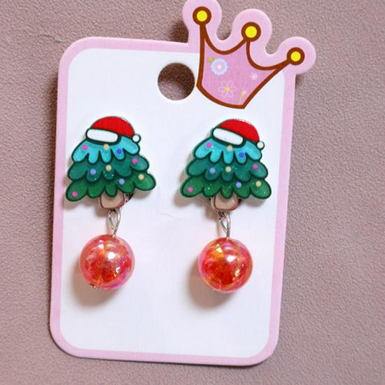 Cartoon Resin Glossy Children's Christmas Flower Ear Clips and Student Earrings