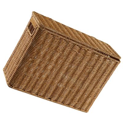 Narrow and Tall Storage Box with Lid Vegetable Basket Weave Sundries Baskets Garbage Bin Toys Organizer Can Weaving Tabletop