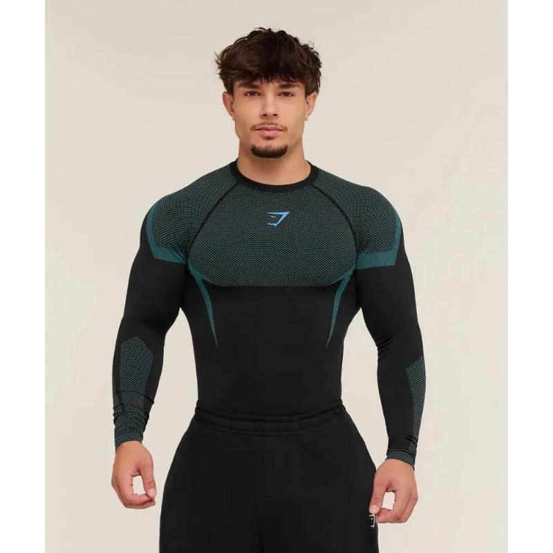 T-shirt da uomo a maniche lunghe con stampa a righe 3D, top da uomo comodo, traspirante e versatile