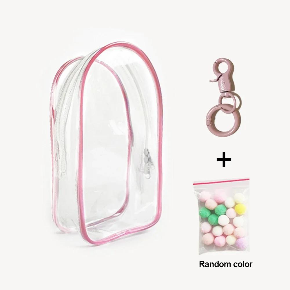 Colorful Transparent Protector Case Organizer Box for 17cm Labubu Plush Dolls Outdoor Display Bag With Keychain Doll Accessories