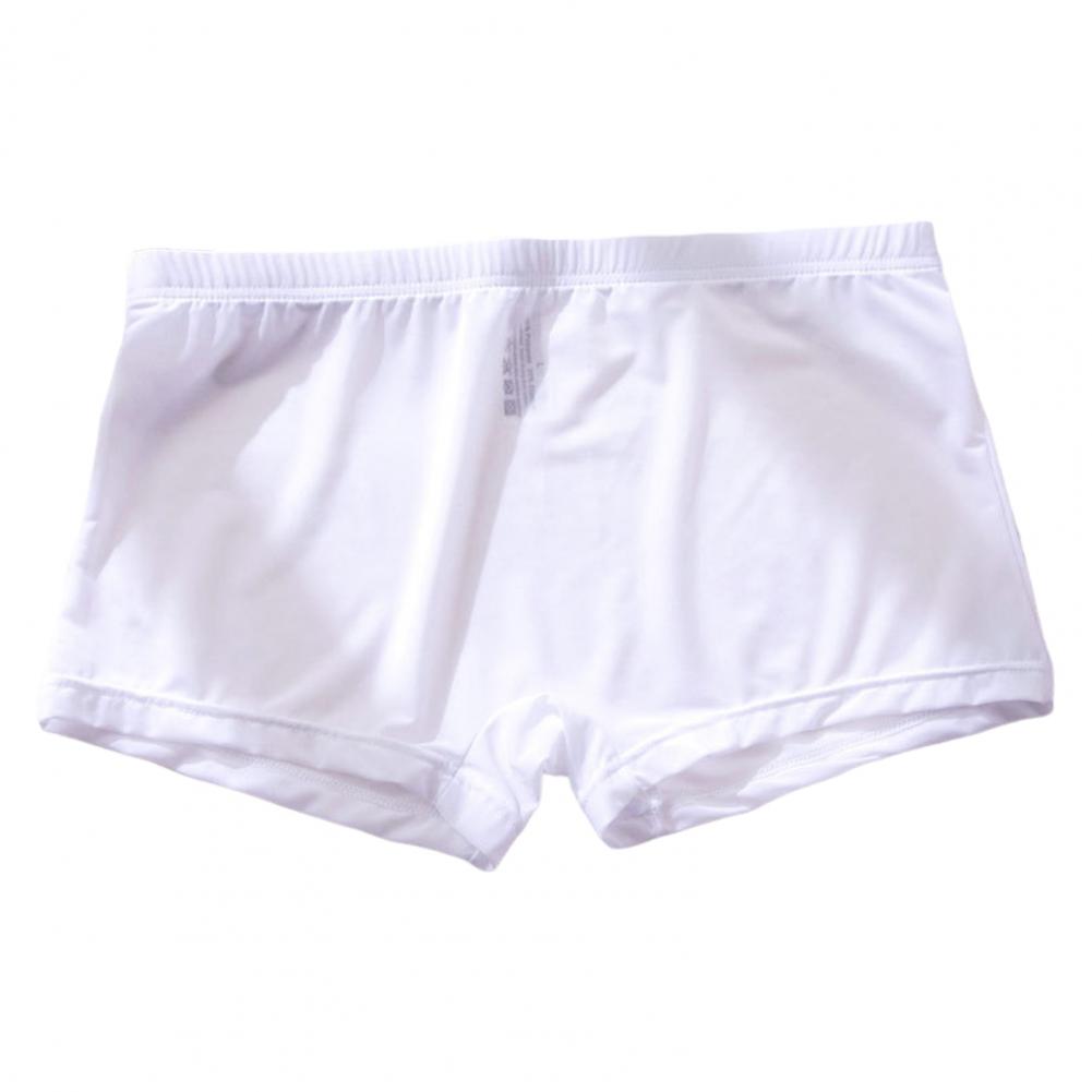 Men Ice Silk Boxer Briefs Low-rise Elastic Waistband Smooth Routing Shorts Underwear Solid Color U-Convex Ultra-thin Panties