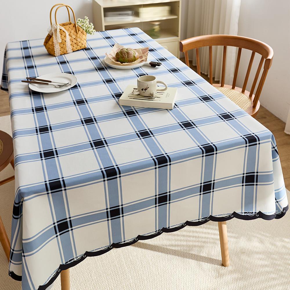 Plaid Series Dining Table Cloth Washable Waterproof Dining Table Mat Simple Special-Shaped Tablecloth Dustproof Coffee Table Cloth Covering Cloth