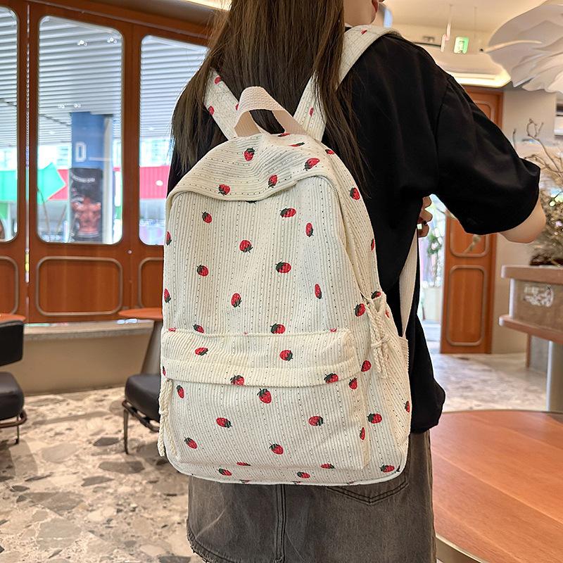 Schoolbag for Junior High School Girls and College Students Women Cartoon Cute Strawberry Backpack