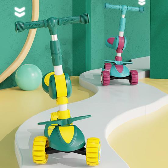 

Детский самокат с регулируемым сиденьем, подсветкой, 3-колесным, амортизирующим дизайном, самокат для обучения равновесию с наклоном руля для детей от 2 до 10 лет синий