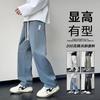 Casual Men's Trendy Loose Draped Wide-leg Handsome Straight Sports Trousers in Spring and Autumn