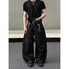 Blaexit American Style Raw Denim Baggy Scimitar Jeans Men's Straight Loose Cleanfit Black Wide-Leg Pants