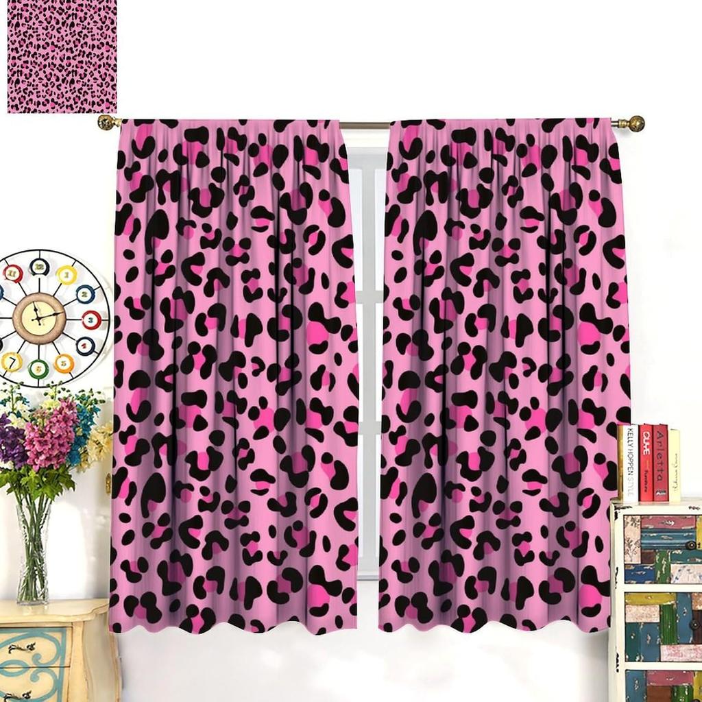 Leopard Print Curtains Brown Animal Fur Printed Lightweight Dcor Window Treatments Women Girls Bedroom Living Room Wildlife Curtain Polyester Ideal
