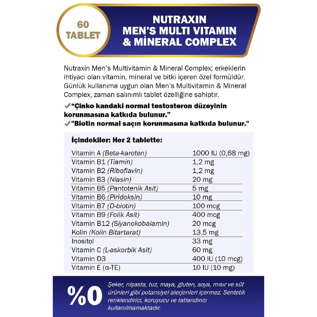 Multivitamin- und Mineralkomplex für Männer, 60 Tabletten - (Spezielle Formel für Männer)