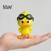 Fun Car Dashboard Decor 3D Printed Angry Yellow Duck Figurine with Detachable Swimming Goggles, Funny Accessories Statue, Desktop Ornament for