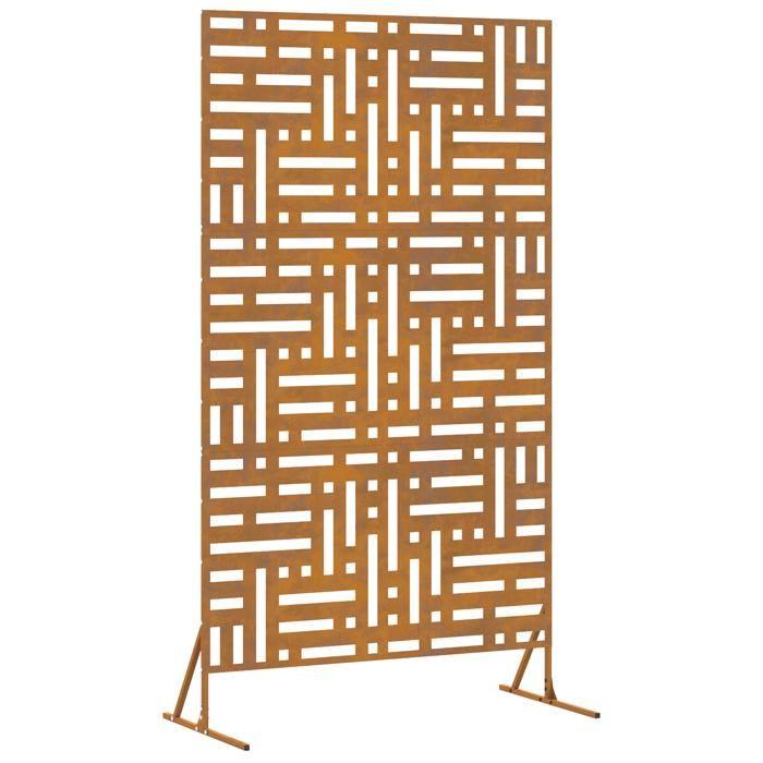 VidaXL 180 Cm Corten Steel Screen | Opaque Geometric Design, Modern Style for Outdoor, Resistant Barrier 868555