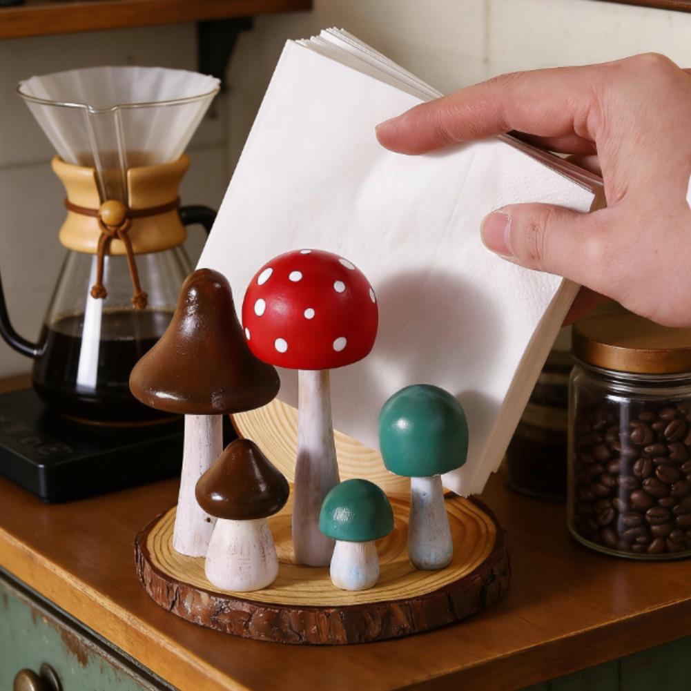 Mushroom Shaped Wooden Holder for Home Decor For FOREST Solid Wood Box Stand for Living Room Kitchen Mushroom Shaped